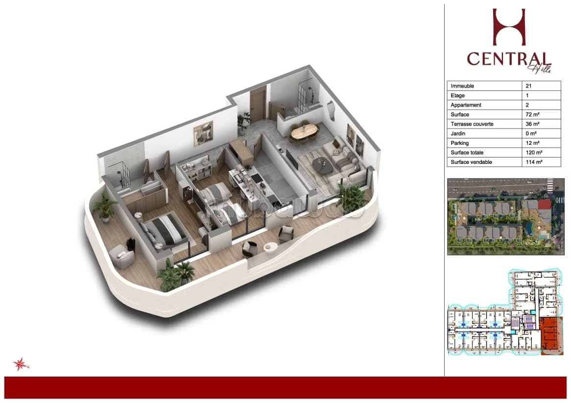 Wohnung zum Verkauf in Ain Diab Extension. Wohnfläche 114 m²