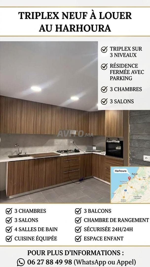 NIEUWE DUPLEX-TRIPLEX TE HUUR IN HARHOURA