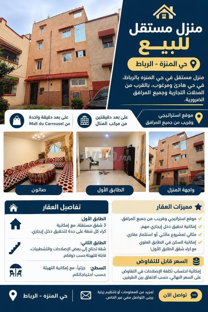 Zelfstandig huis te koop – Hay Al Menzeh Rabat