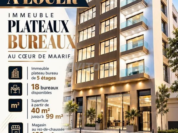 Plateaux bureaux à louer à Maarif Roudani