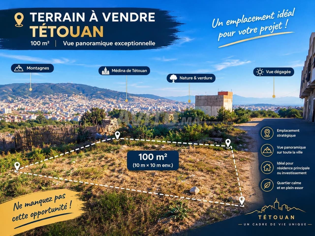 Terreno con vista panoramica in vendita a Tétouan