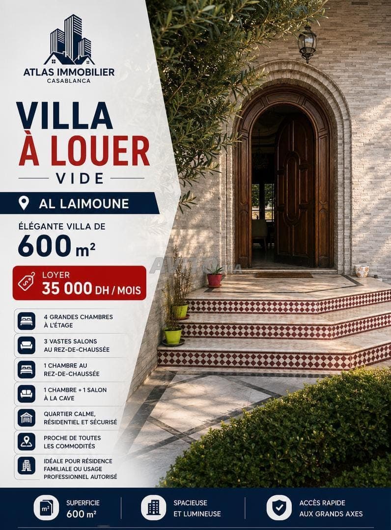 À louer - Villa de 600m² en plein Laymoune