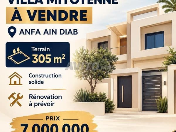 VILLA FOR SALE AIN DIAB ANFA CASA