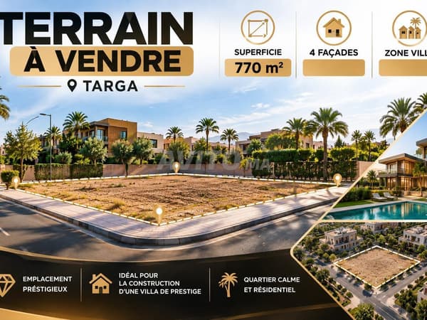 Terrain De 770 m² À Vendre À Targa Avec 4 Façades