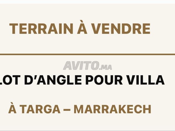 LOT D'ANGLE POUR VILLA à targa porte de Marrakech