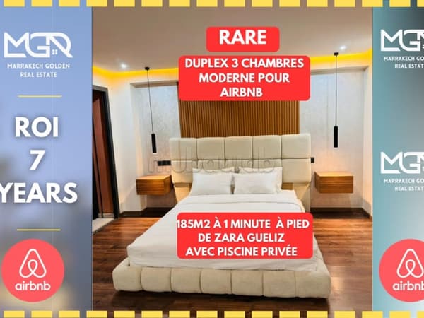 Rare: Duplex 3 chambres avec piscine privée guéliz