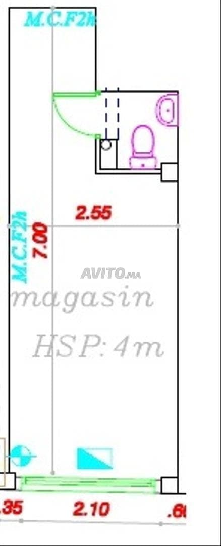 Magasin neuf 17m² avec WC à vendre à Moulay Rachid