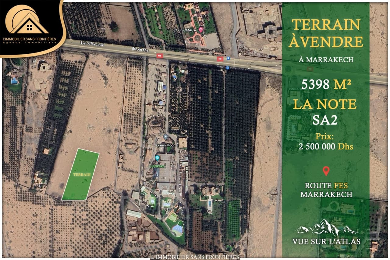 Terrain à vendre – SA2 titré – Route de Fès km 11, Marrakech