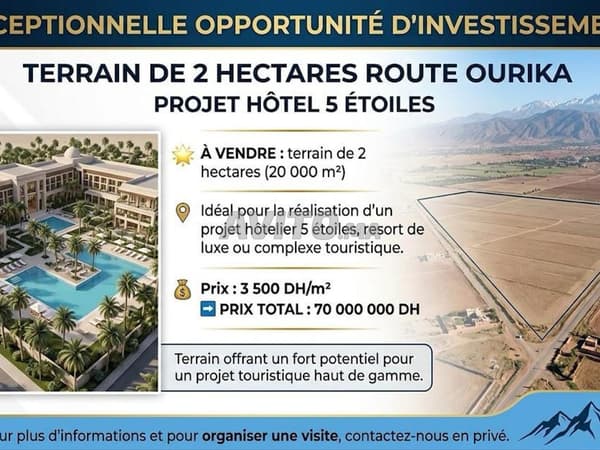 TERRAIN DE 2 HECTARES ROUTE OURIKA