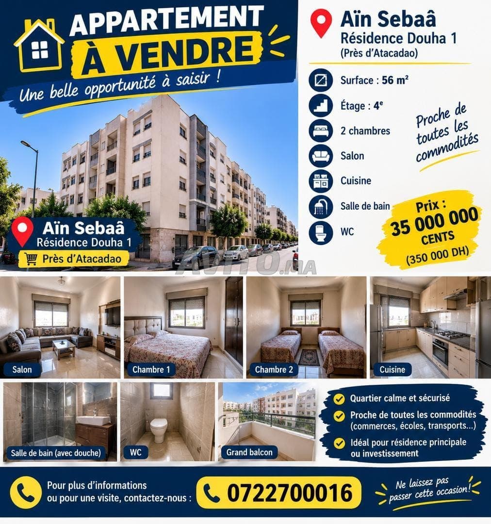Appartement à vendre à Ain Sebaa