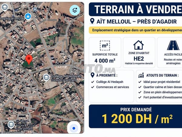 Terreno di 4 000 m² in vendita – Aït Melloul