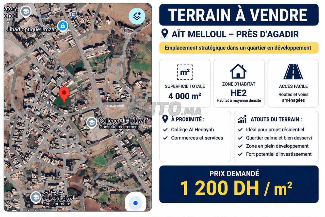 Terreno di 4 000 m² in vendita – Aït Melloul