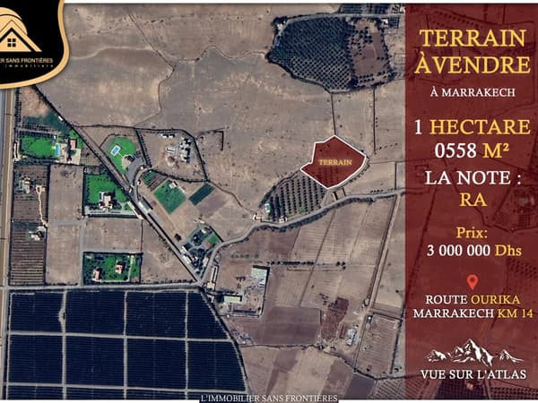 Terrain à vendre à Route Ourika km 14, Marrakech — RA — 1 Hectare 0558m²