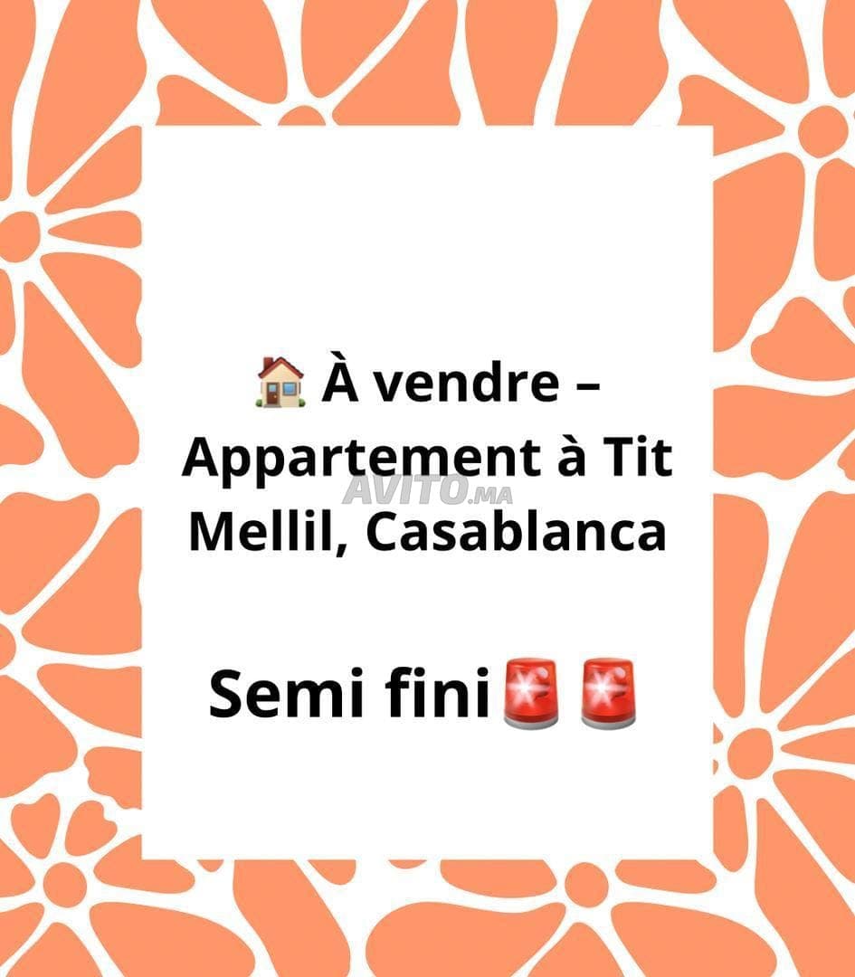 Appartement semi-fini à vendre à Casablanca Tit Mellil