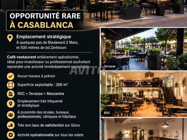 CAFÉ-RESTAURANT مفتاح التسليم للإيجار