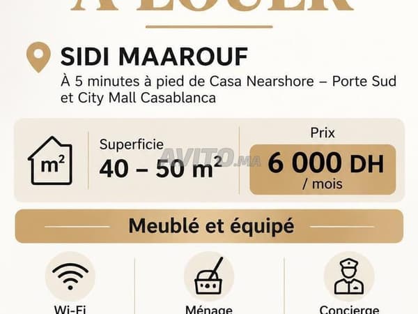 Loft arredato in affitto 40 m² - 50 m² a Sidi Maarouf