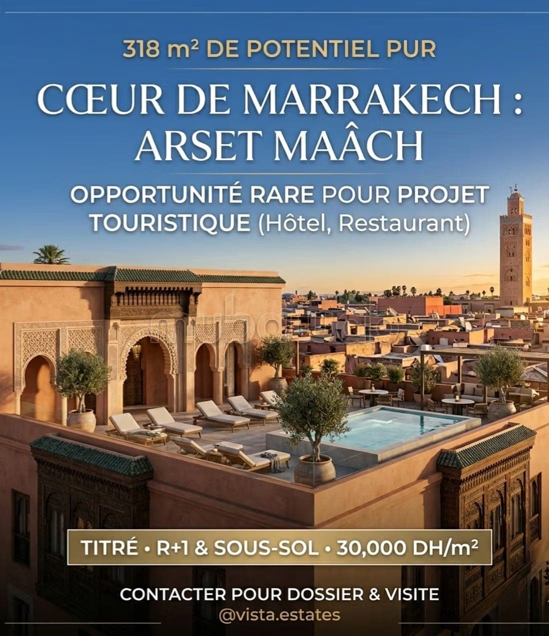 Terrain 318 m² Titré au centre ville de Marrakech