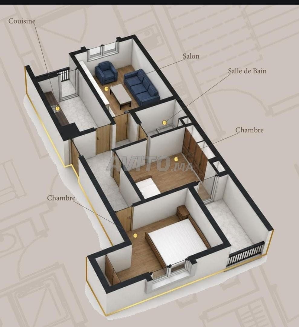 Appartement à vendre 68 m² centre ville