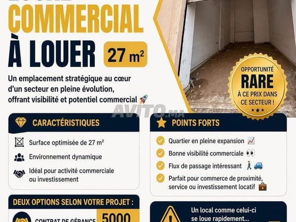 Local commercial de 27 m² à MONTPEZ JADID SAADA