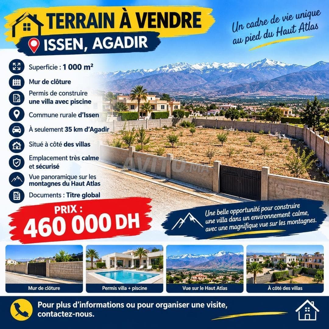 Terrain de 1000 m² clôturé avec permis à Issen