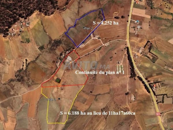 Terrain 15,4ha Larache titré avec accès route