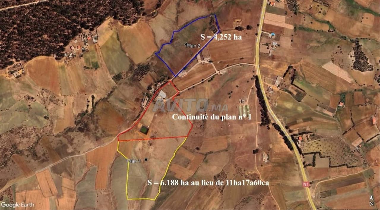 Terrain 15,4ha Larache titré avec accès route