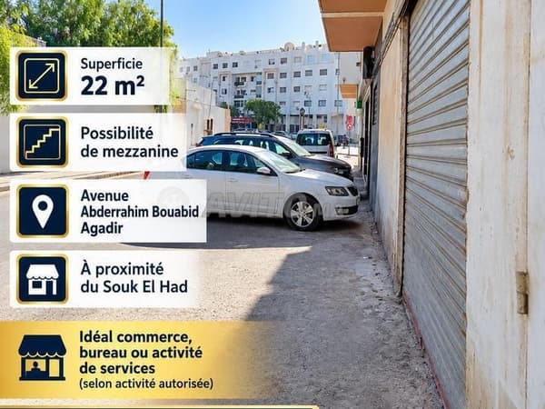 À VENDRE – LOCAL COMMERCIAL DE 22 m² À AGADIR