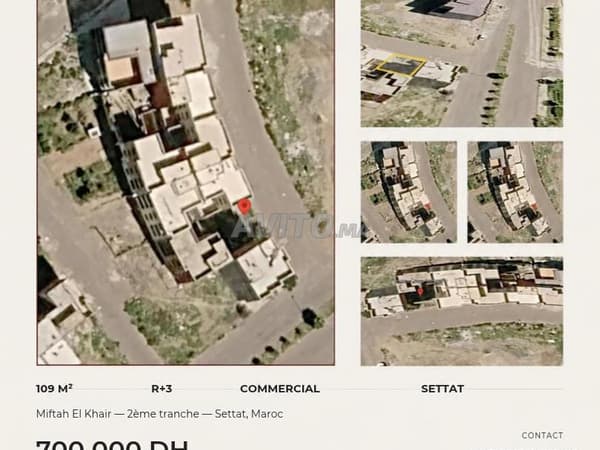 Je mets en vente un terrain de 109 m² à Settat