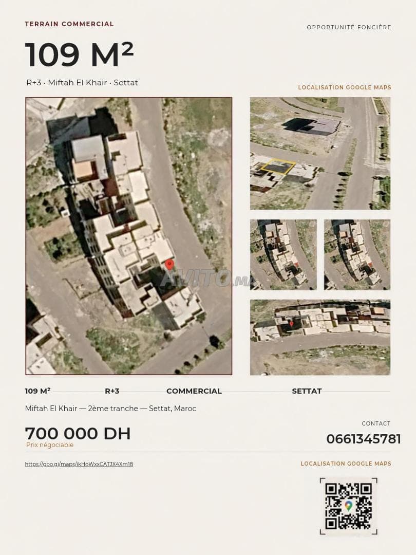 Ik verkoop een stuk grond van 109 m² in Settat