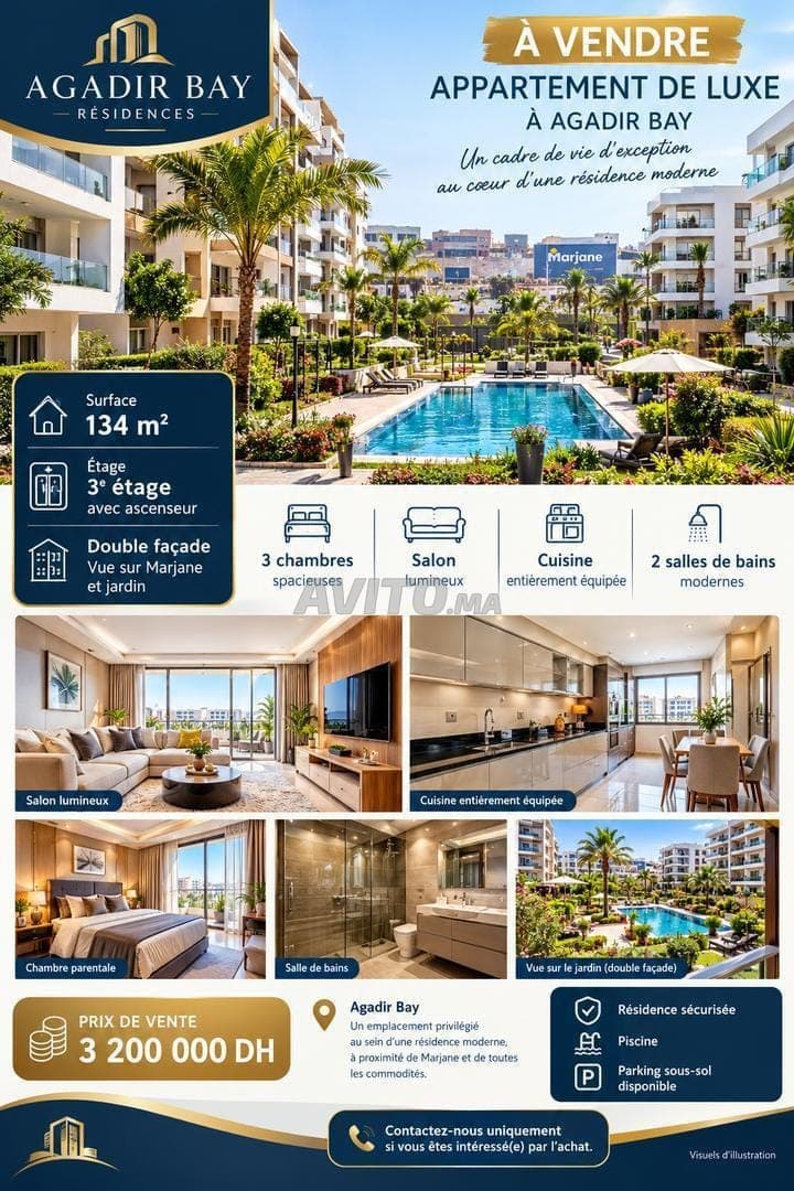 Appartement à vendre 134 m² à Agadir bay