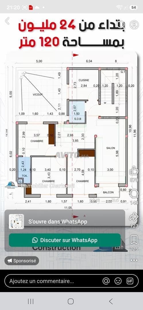 Appartement te koop van 96 m² in Benslimane