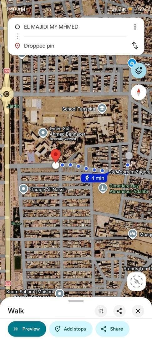 Terreno en venta cerca del liceo Sidi Ahmed Ben Nasser