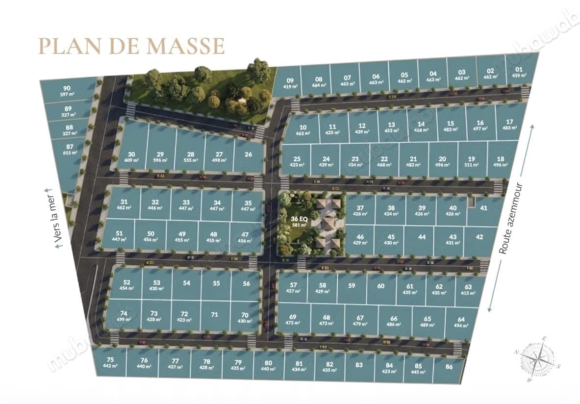Terrain à acheter à Dar Bouazza. Surface de 609 m²
