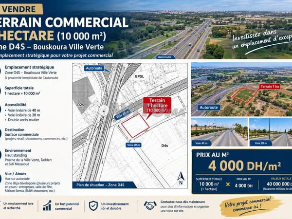 Terrain de 10 000 m² à Bouskoura Ville Verte.D4s