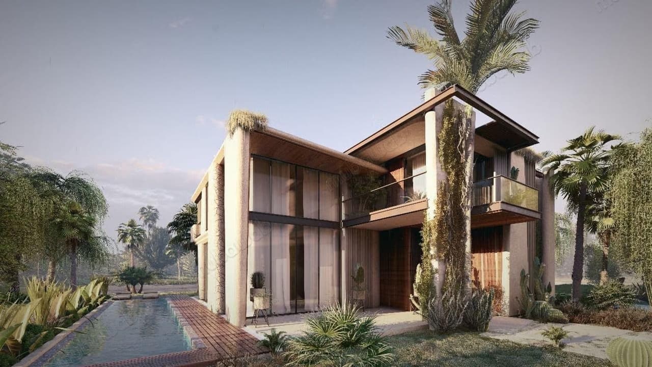 Sumptuous house for sale in Ennakhil Palmeraie. 6 large rooms. Large swimming pool