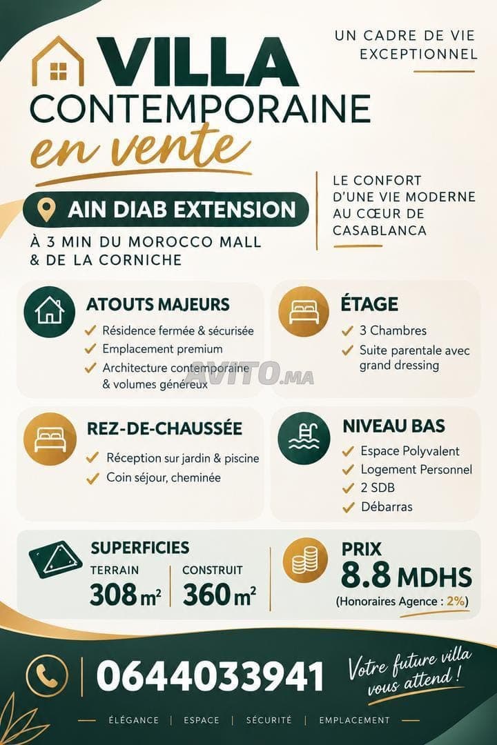 TE KOOP – Moderne Villa Ain Diab Extension