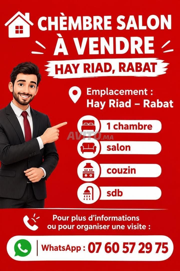 Chambre et salon à vendre Hay Riad