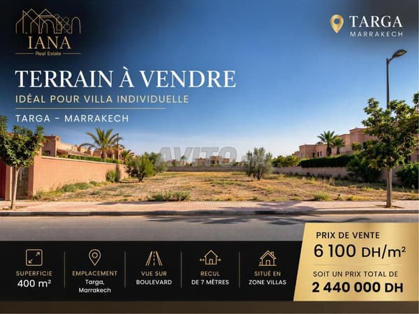 Terrain à vendre à Targa – Marrakech | Zone villas