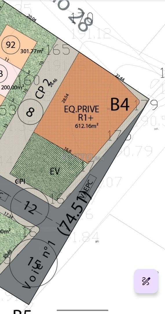 Land 612 m² hammam feestzaal school... Tiznit