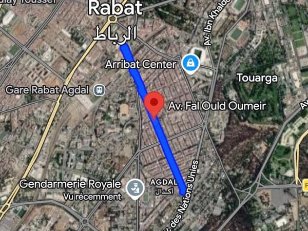 Vente de terrain à Agdal. Superficie 336 m² av fal ould oumeir
