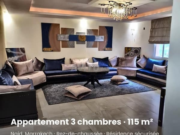 Appt 3 chambres 115 m² RDC à louer Najd Marrakech
