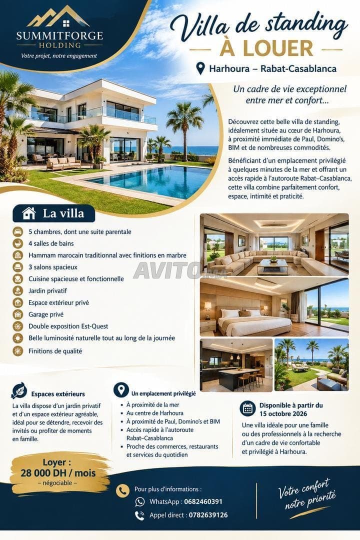 Villa à louer vide centre de Harhoura