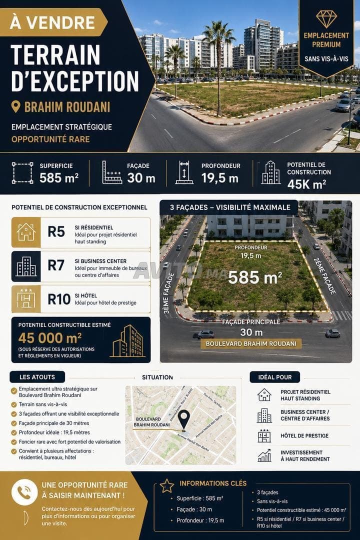 Terrain Brahim Roudani 3 Façades Sans Vis-à-vis