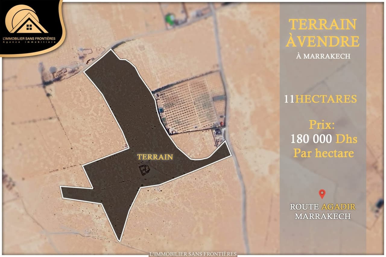 Terrain à vendre à Route d’Agadir km21, 11 Hectares, Route d’Agadir
