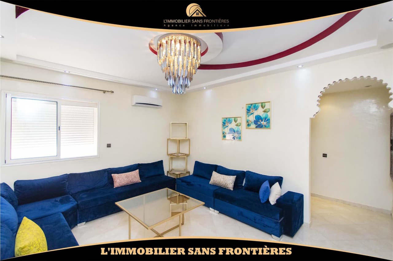 Appartement meublé de 90 m² à Mebrouka – Grande terrasse, 2 chambres et jardin collectif
