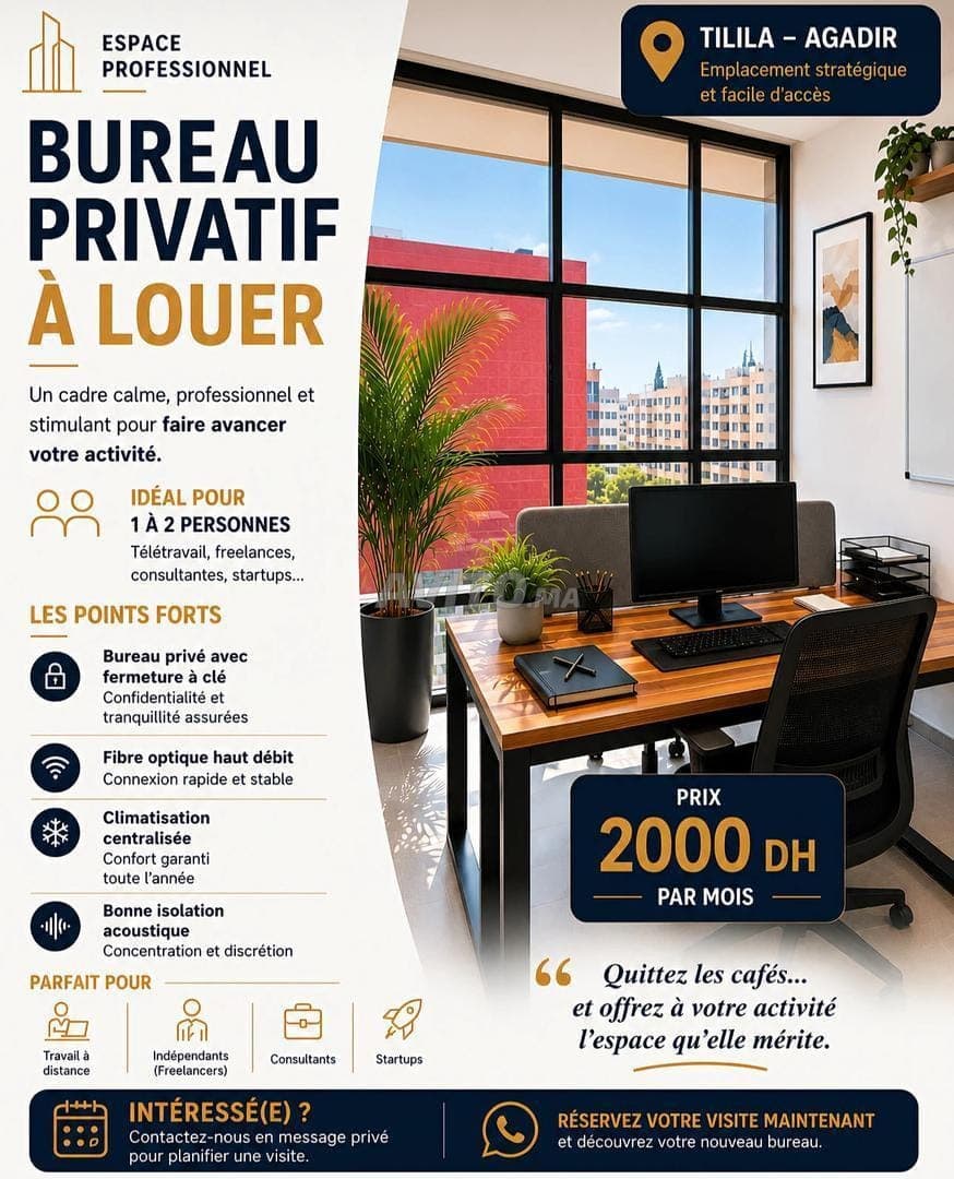 Bureau Privatif à Louer – Tilila, Agadir
