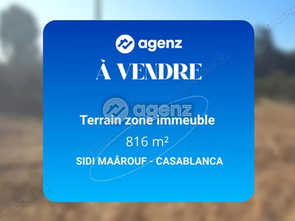 Terrain à vendre 816 m² Sidi Maarouf Casablanca