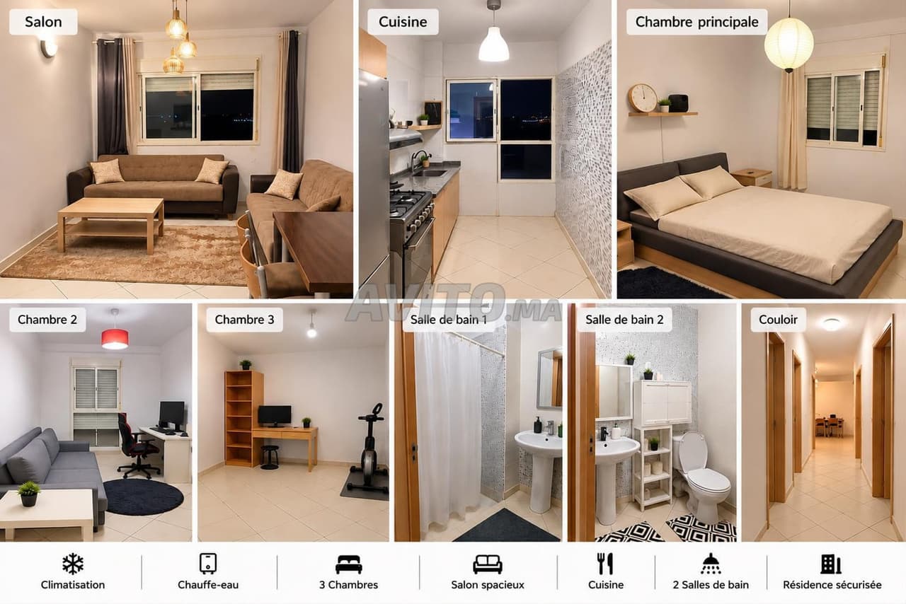 Ongemeubileerd appartement, woonkamer, 3 slaapkamers, 2 badkamers