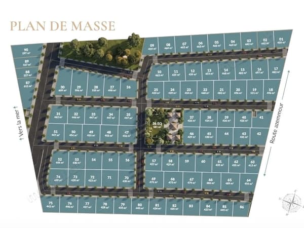 Achat de terrain à Dar Bouazza. Surface totale 327 m²