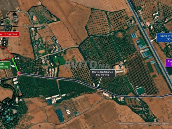 Terrain titré – Route Ourika, à côté Kariat Ayoub